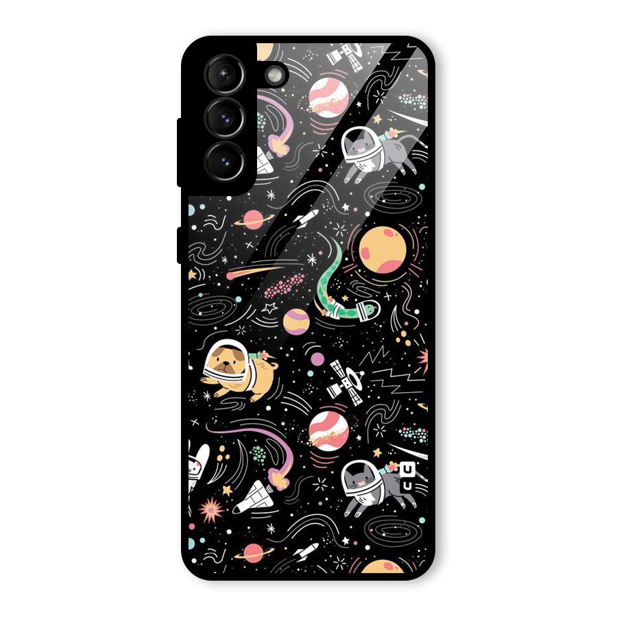 Dog Planetarium Glass Back Case for Galaxy S21 Plus