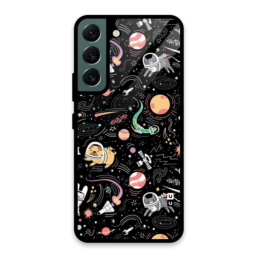 Dog Planetarium Glass Back Case for Galaxy S22 5G