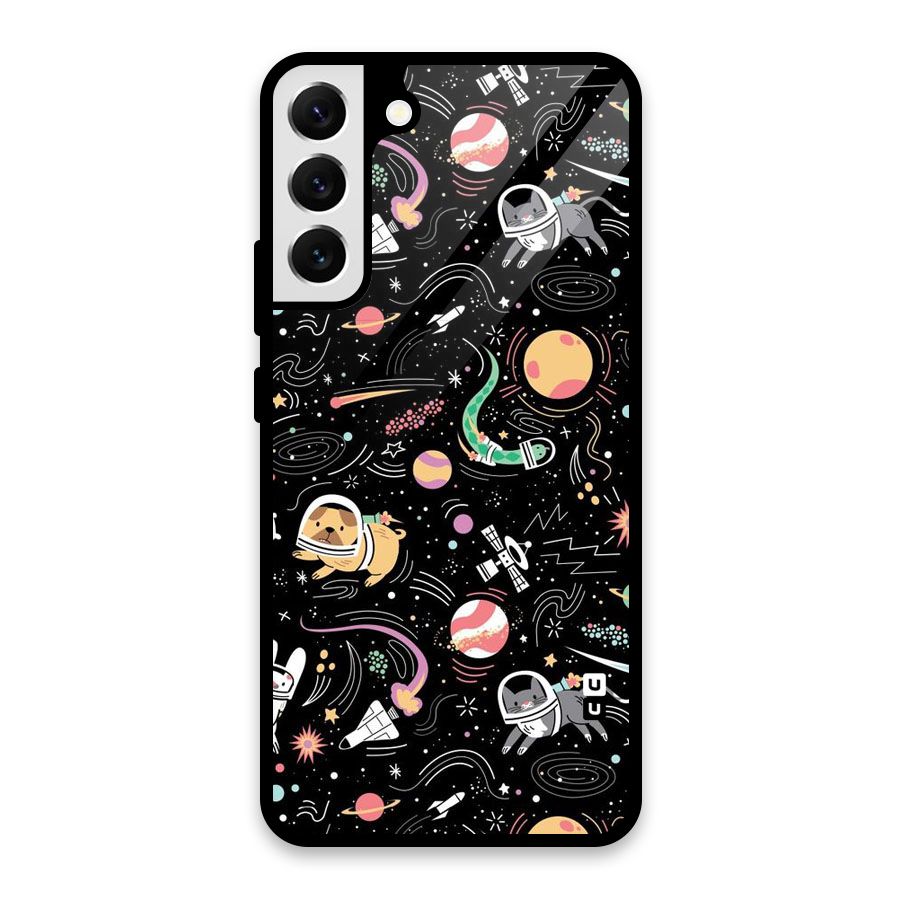 Dog Planetarium Glass Back Case for Galaxy S22 Plus 5G