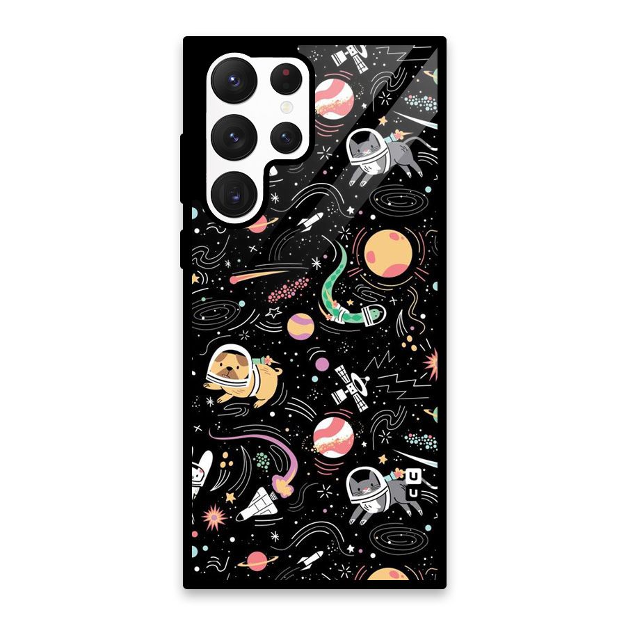 Dog Planetarium Glass Back Case for Galaxy S22 Ultra 5G