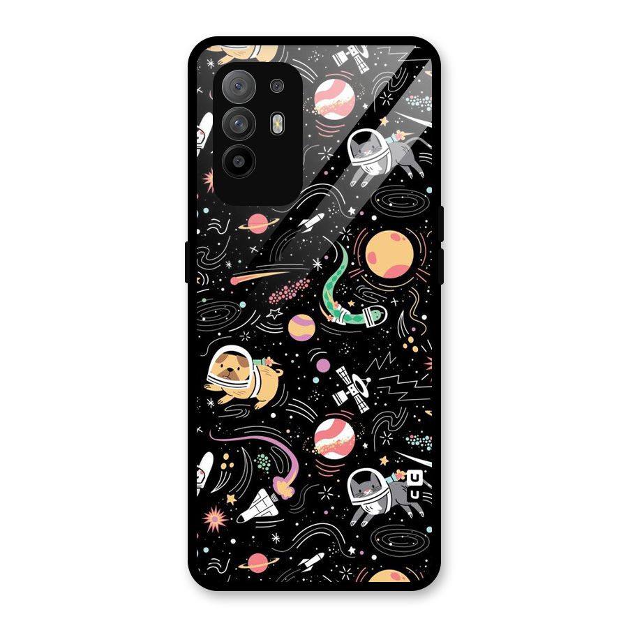 Dog Planetarium Glass Back Case for Oppo F19 Pro Plus 5G
