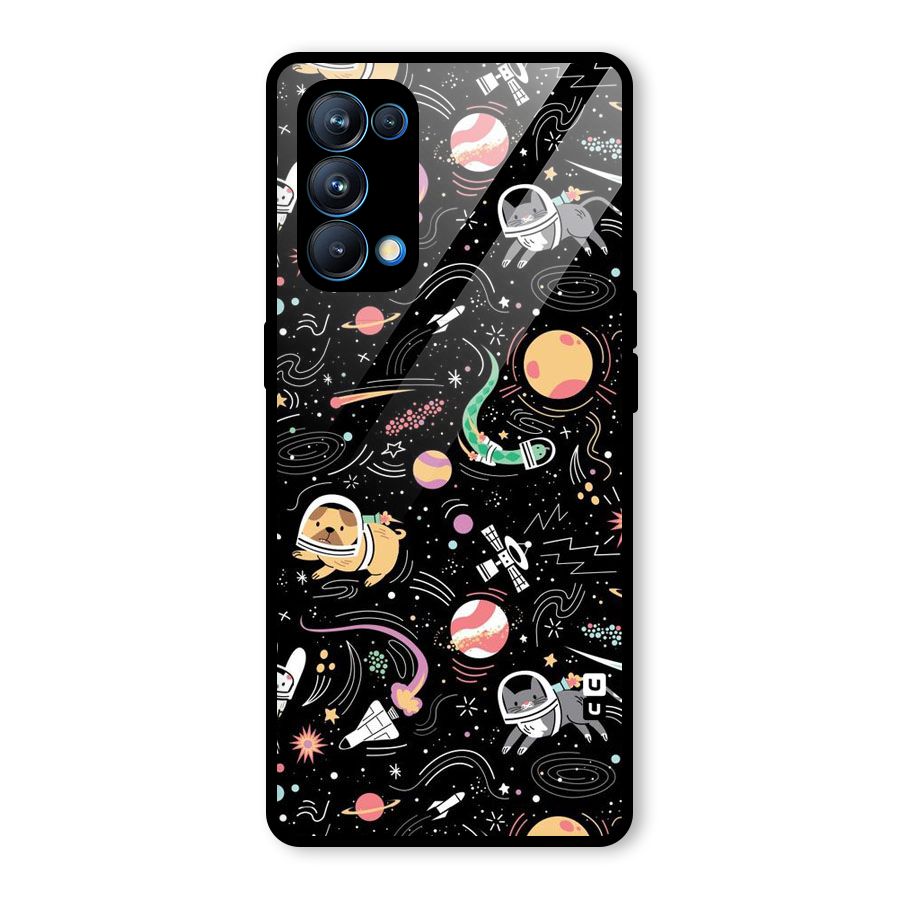 Dog Planetarium Glass Back Case for Oppo Reno5 Pro 5G