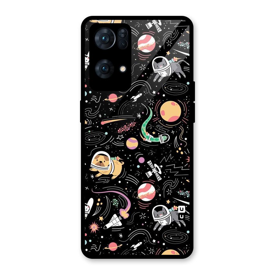 Dog Planetarium Glass Back Case for Oppo Reno7 Pro 5G