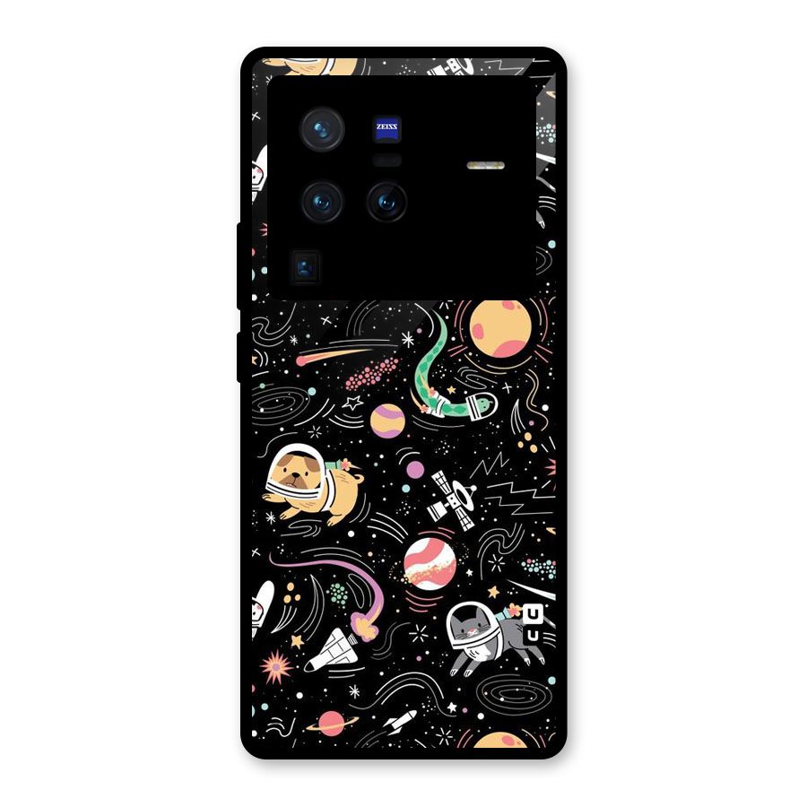 Dog Planetarium Glass Back Case for Vivo X80 Pro