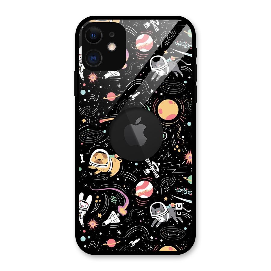 Dog Planetarium Glass Back Case for iPhone 11 Logo Cut