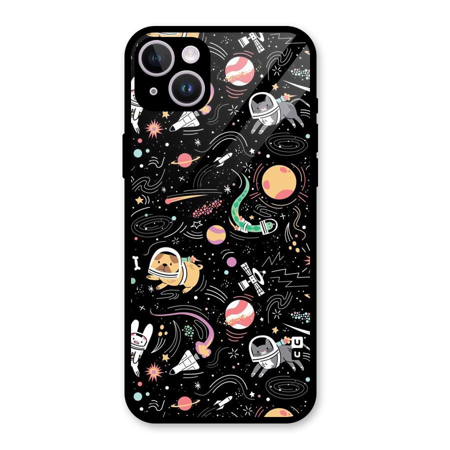 Dog Planetarium Glass Back Case for iPhone 14 Plus