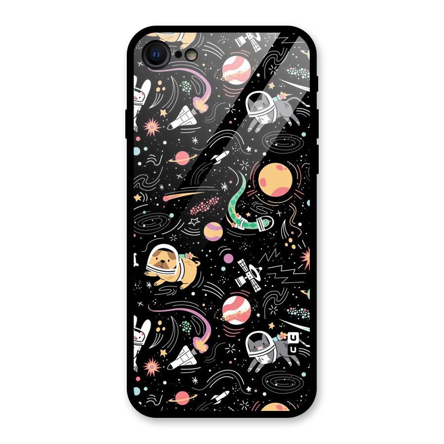 Dog Planetarium Glass Back Case for iPhone SE 2022