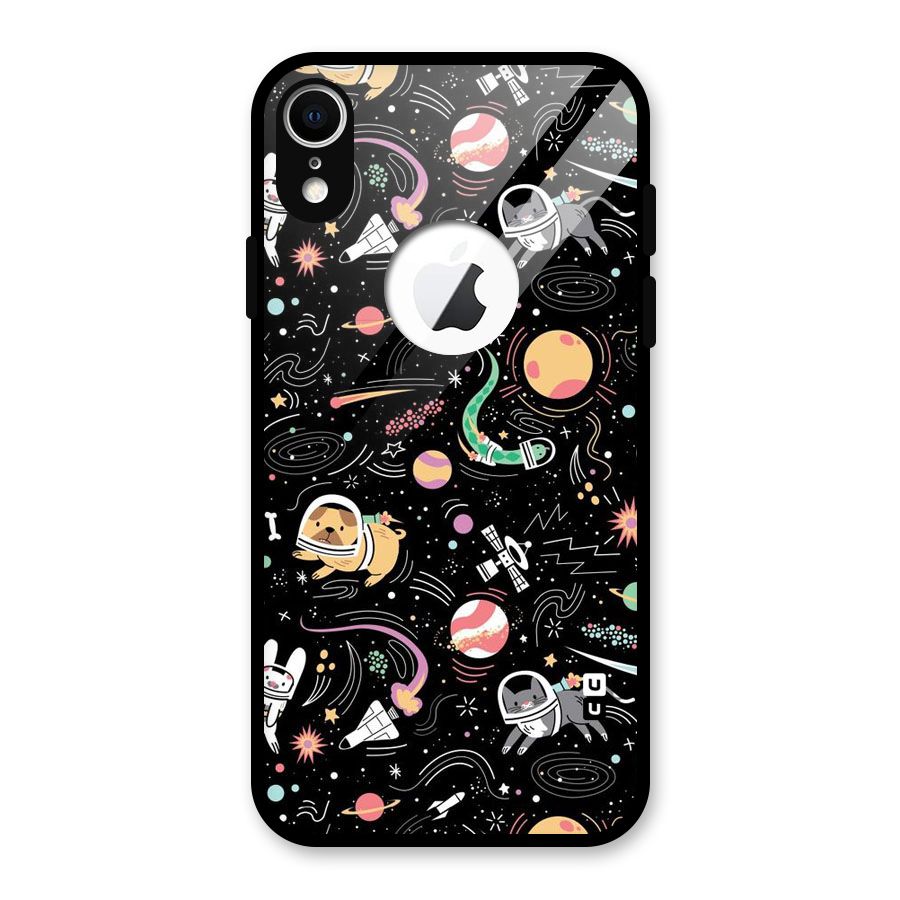 Dog Planetarium Glass Back Case for iPhone XR Logo Cut