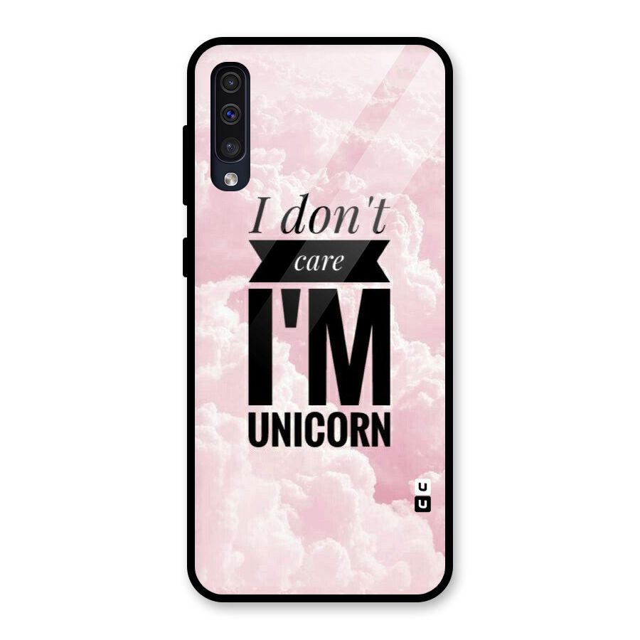 Dont Care Unicorn Glass Back Case for Galaxy A50