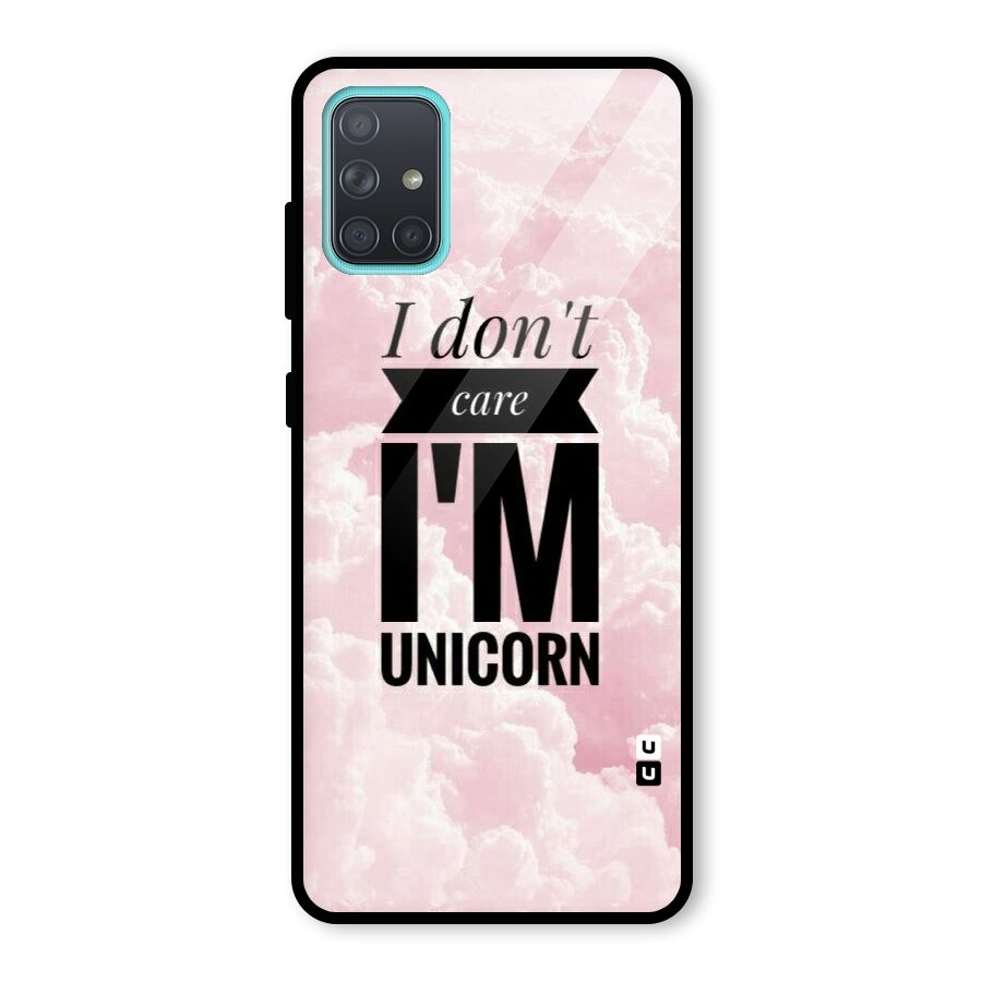 Dont Care Unicorn Glass Back Case for Galaxy A71