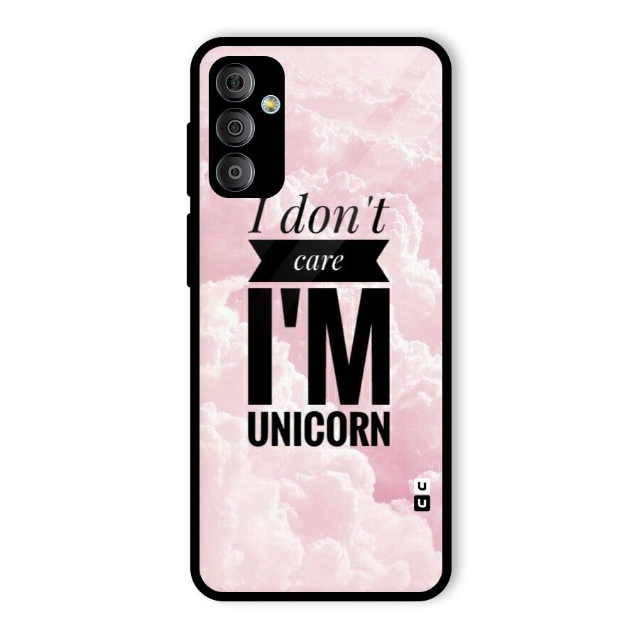 Dont Care Unicorn Glass Back Case for Galaxy F23