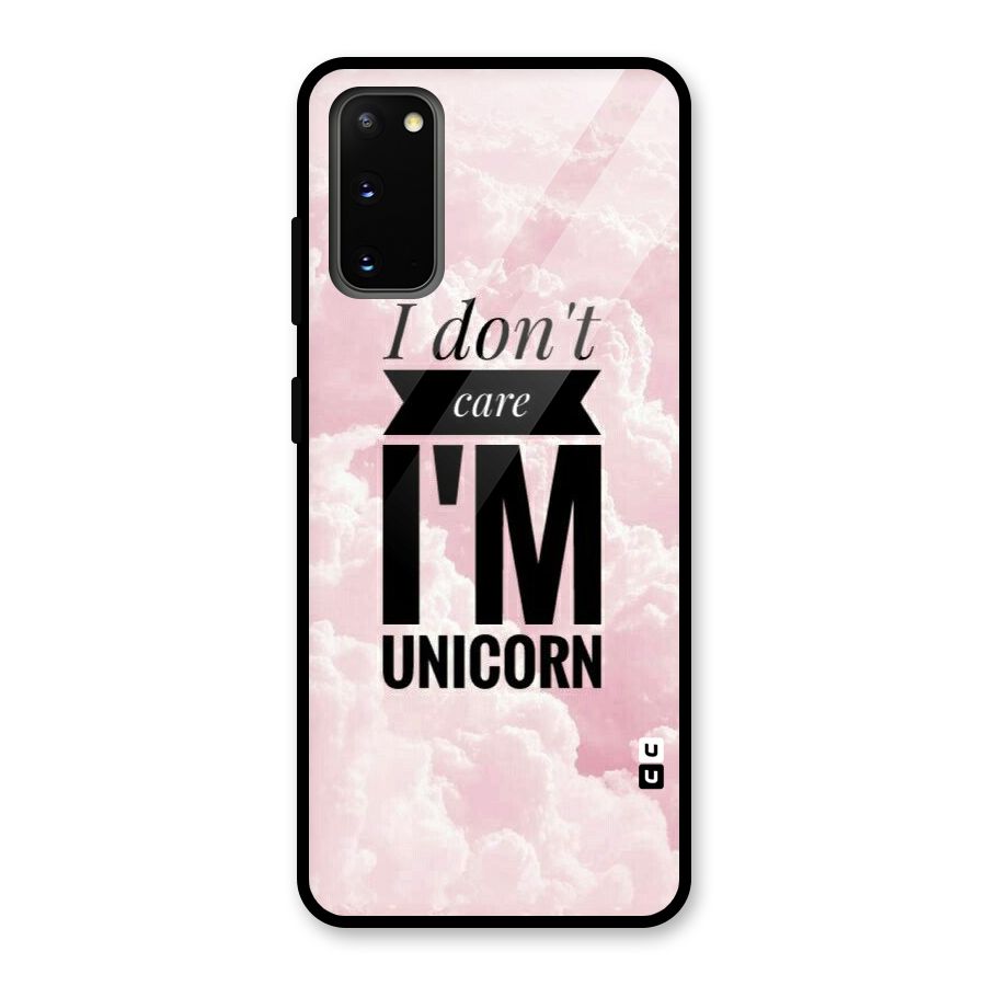 Dont Care Unicorn Glass Back Case for Galaxy S20