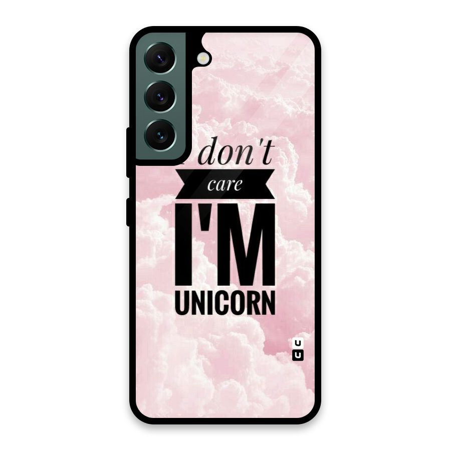 Dont Care Unicorn Glass Back Case for Galaxy S22 5G