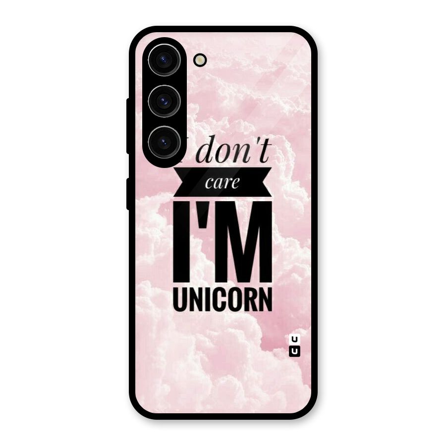 Dont Care Unicorn Glass Back Case for Galaxy S23