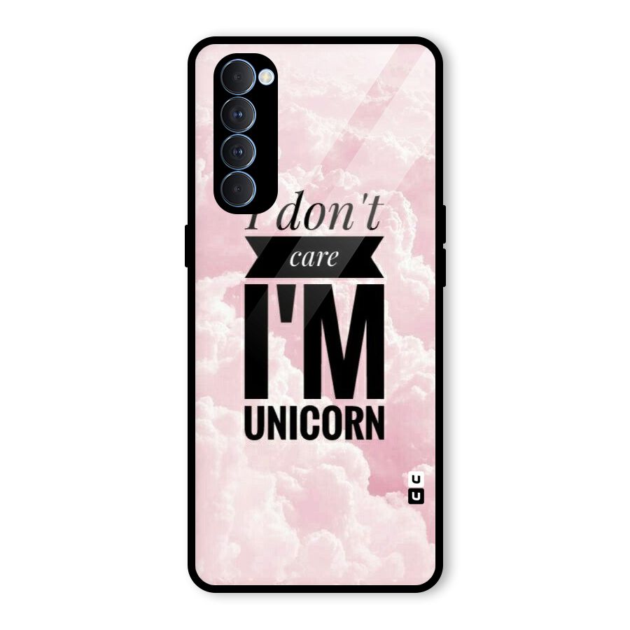 Dont Care Unicorn Glass Back Case for Oppo Reno4 Pro