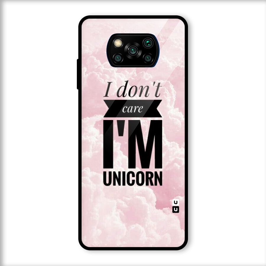 Dont Care Unicorn Glass Back Case for Poco X3