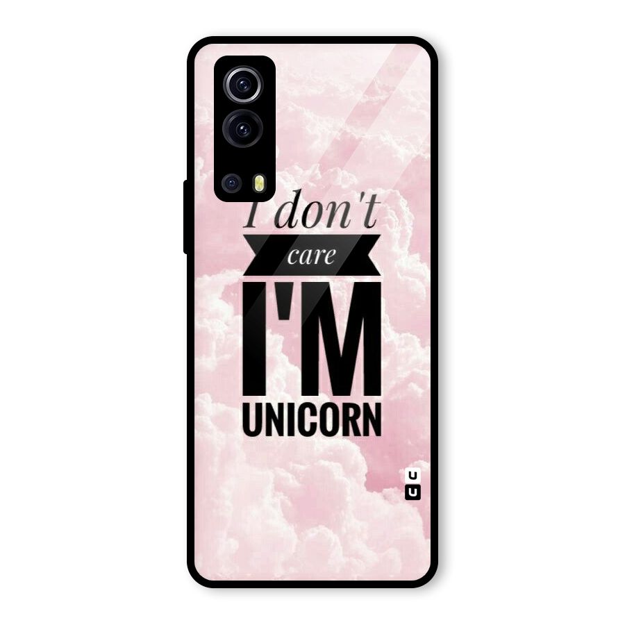 Dont Care Unicorn Glass Back Case for Vivo iQOO Z3