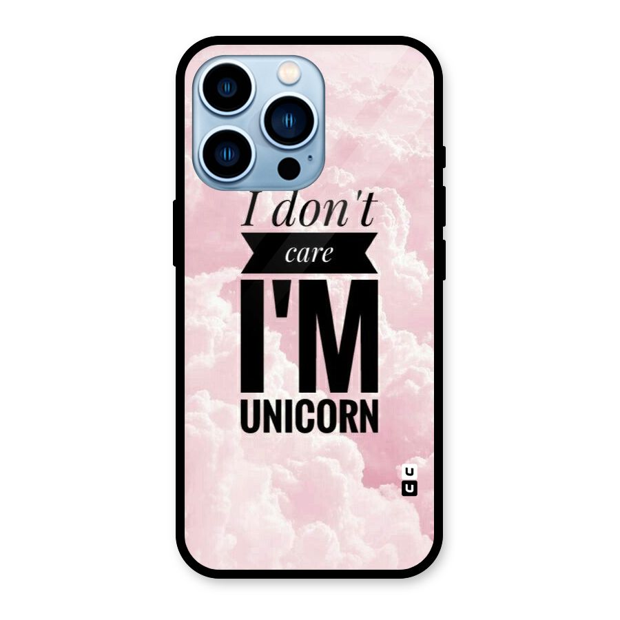 Dont Care Unicorn Glass Back Case for iPhone 13 Pro