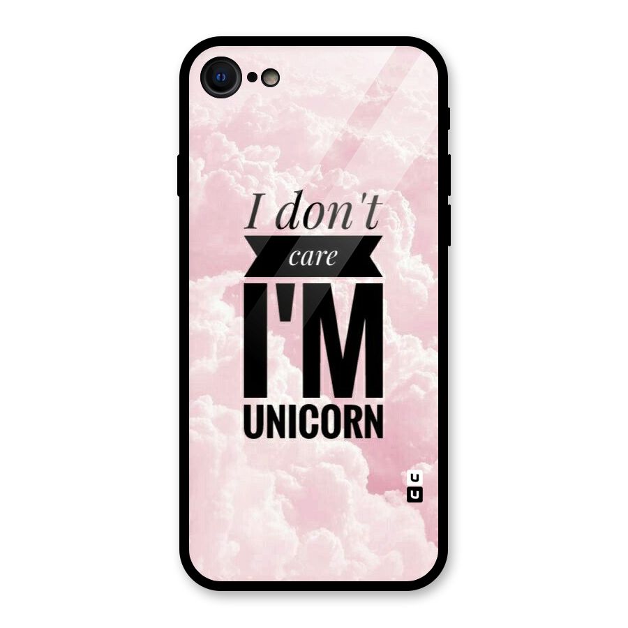 Dont Care Unicorn Glass Back Case for iPhone SE 2022