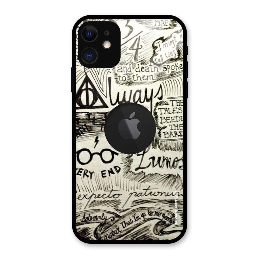 Doodle Art Glass Back Case for iPhone 11 Logo Cut