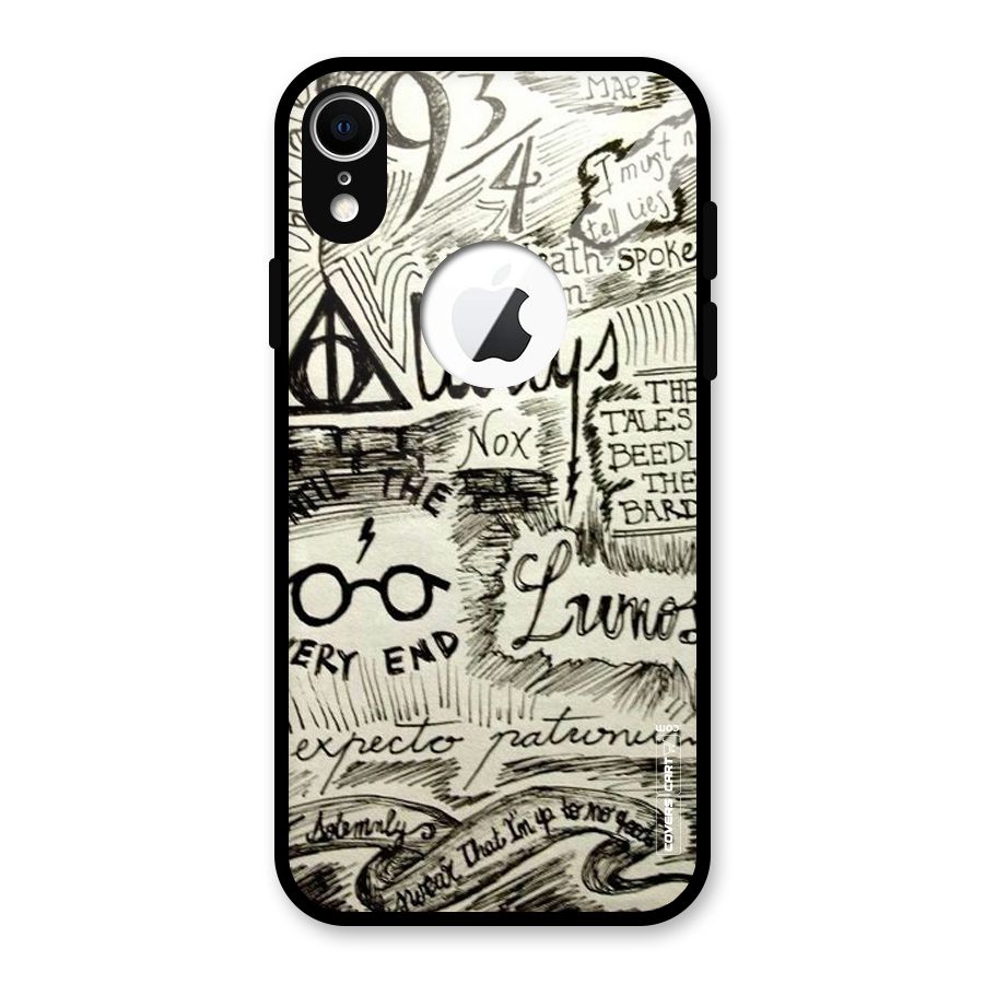 Doodle Art Glass Back Case for iPhone XR Logo Cut