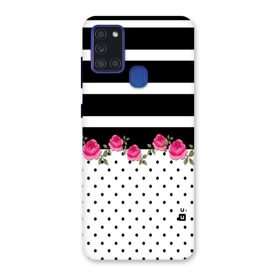 Dots Roses Stripes Back Case for Galaxy A21s