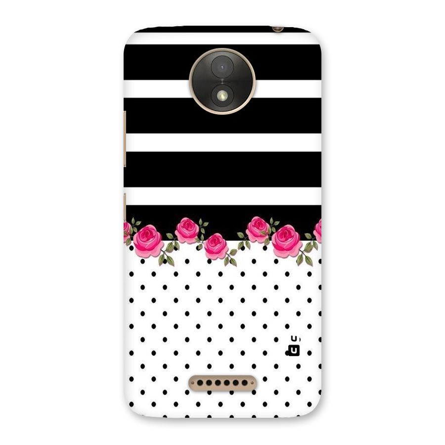 Dots Roses Stripes Back Case for Moto C Plus
