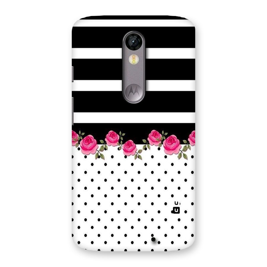 Dots Roses Stripes Back Case for Moto X Force