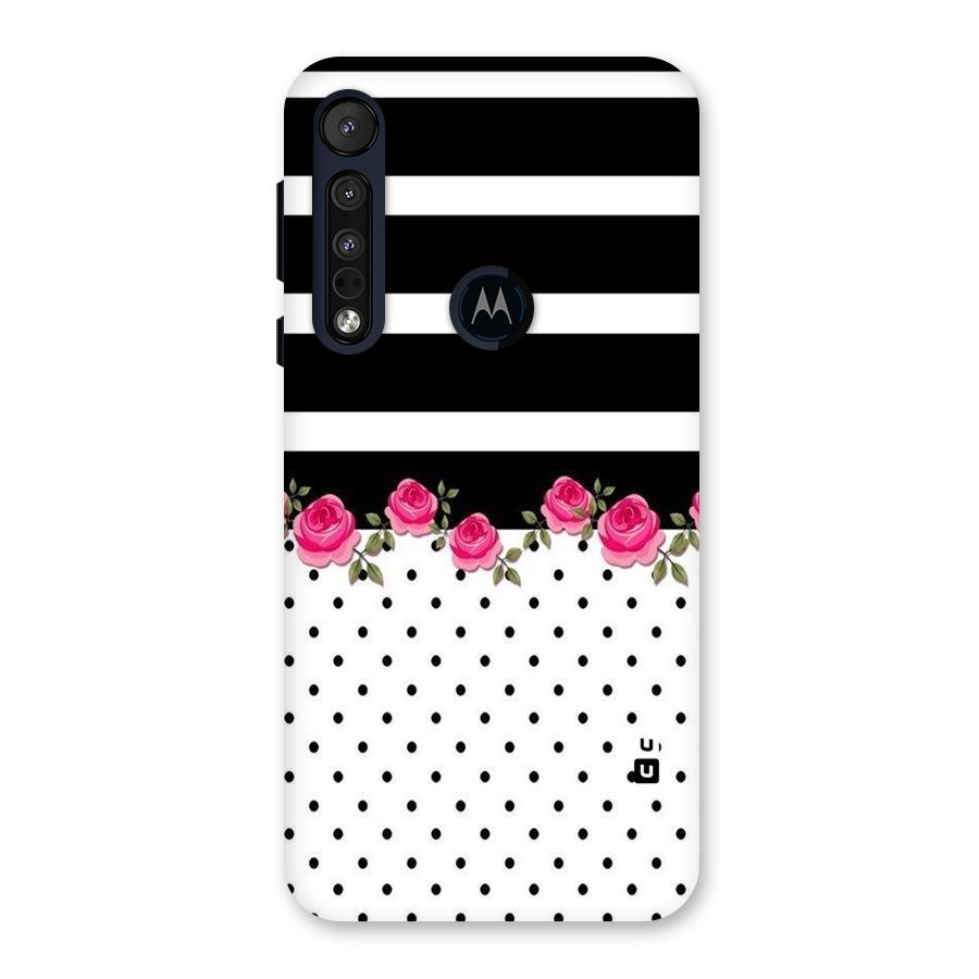 Dots Roses Stripes Back Case for Motorola One Macro