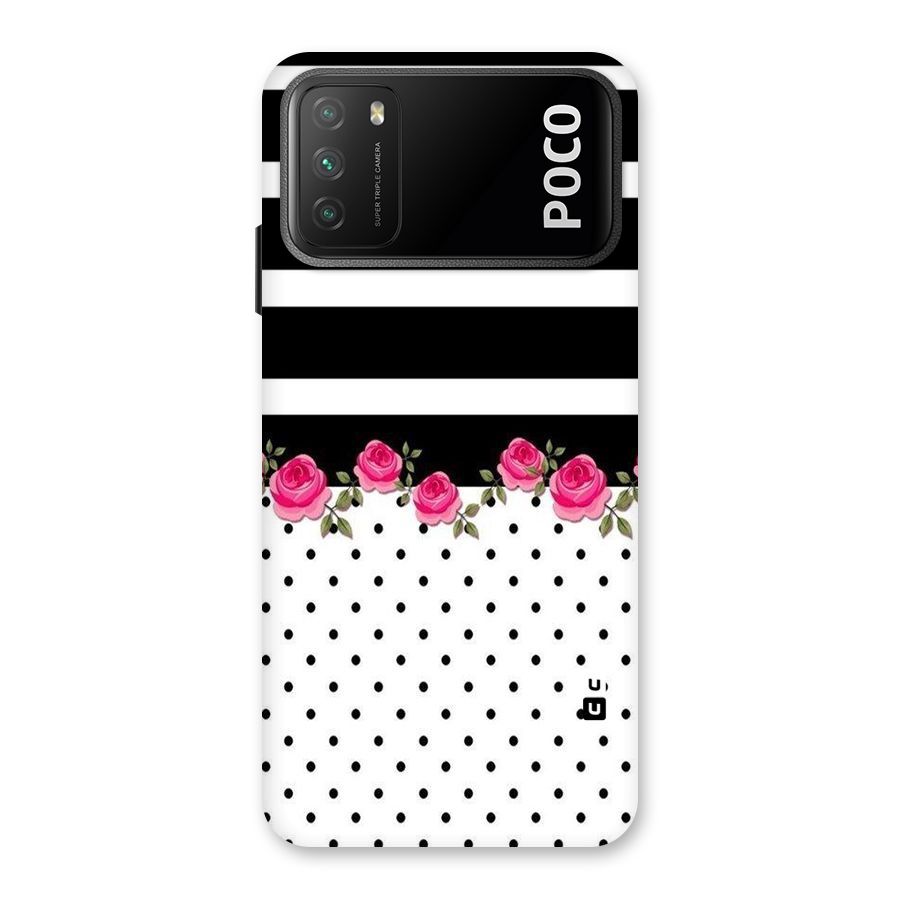Dots Roses Stripes Back Case for Poco M3