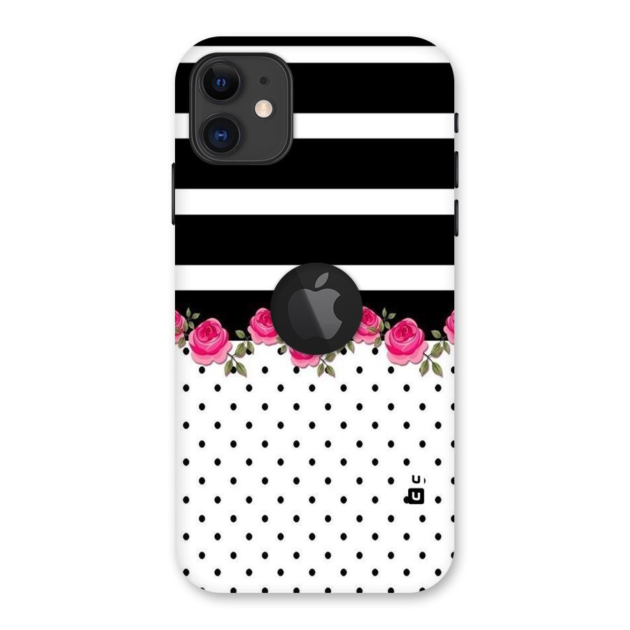 Dots Roses Stripes Back Case for iPhone 11 Logo Cut