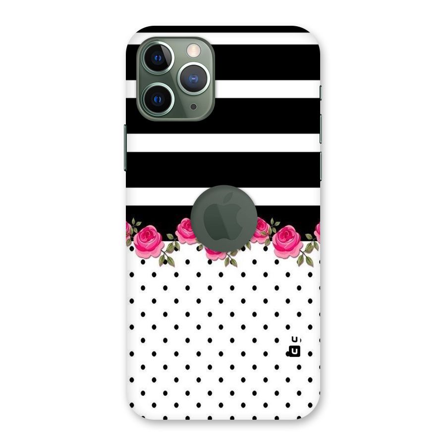 Dots Roses Stripes Back Case for iPhone 11 Pro Logo  Cut