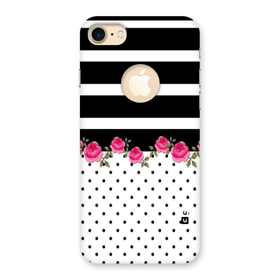 Dots Roses Stripes Back Case for iPhone 7 Logo Cut