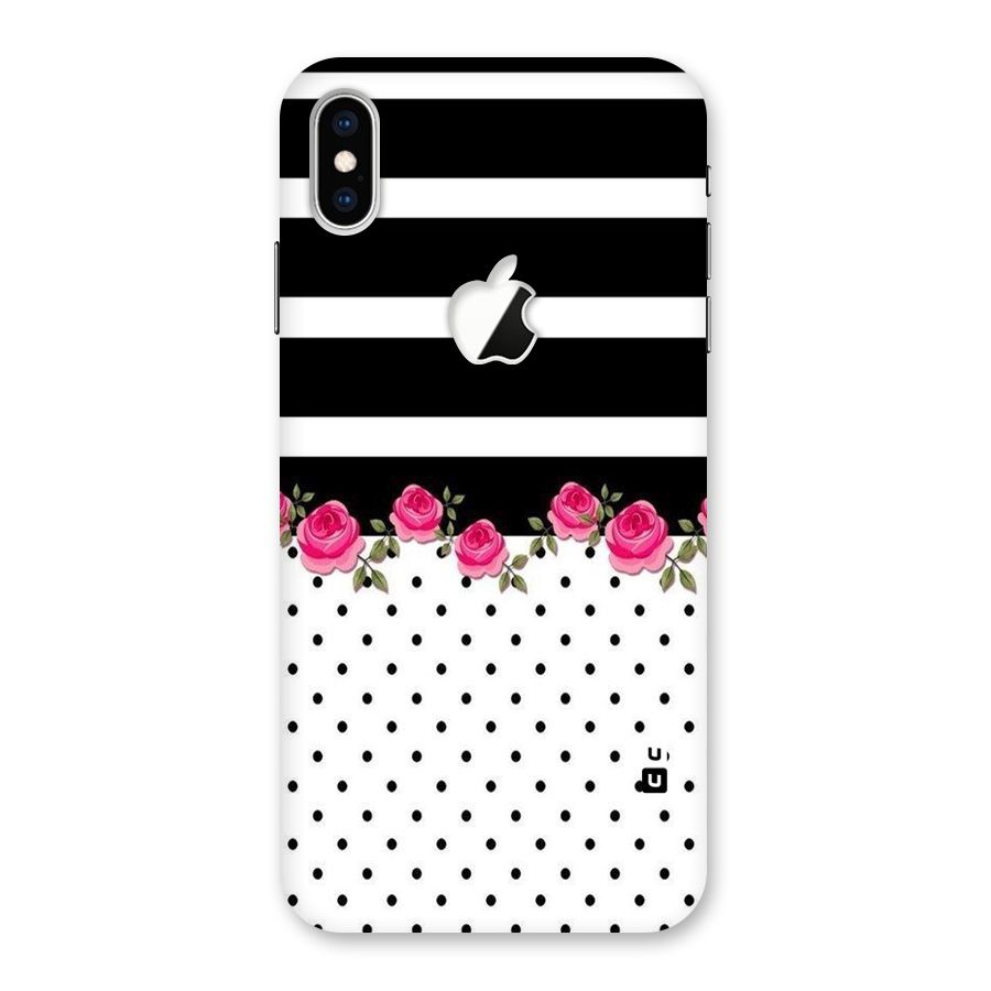 Dots Roses Stripes Back Case for iPhone XS Max Apple Cut
