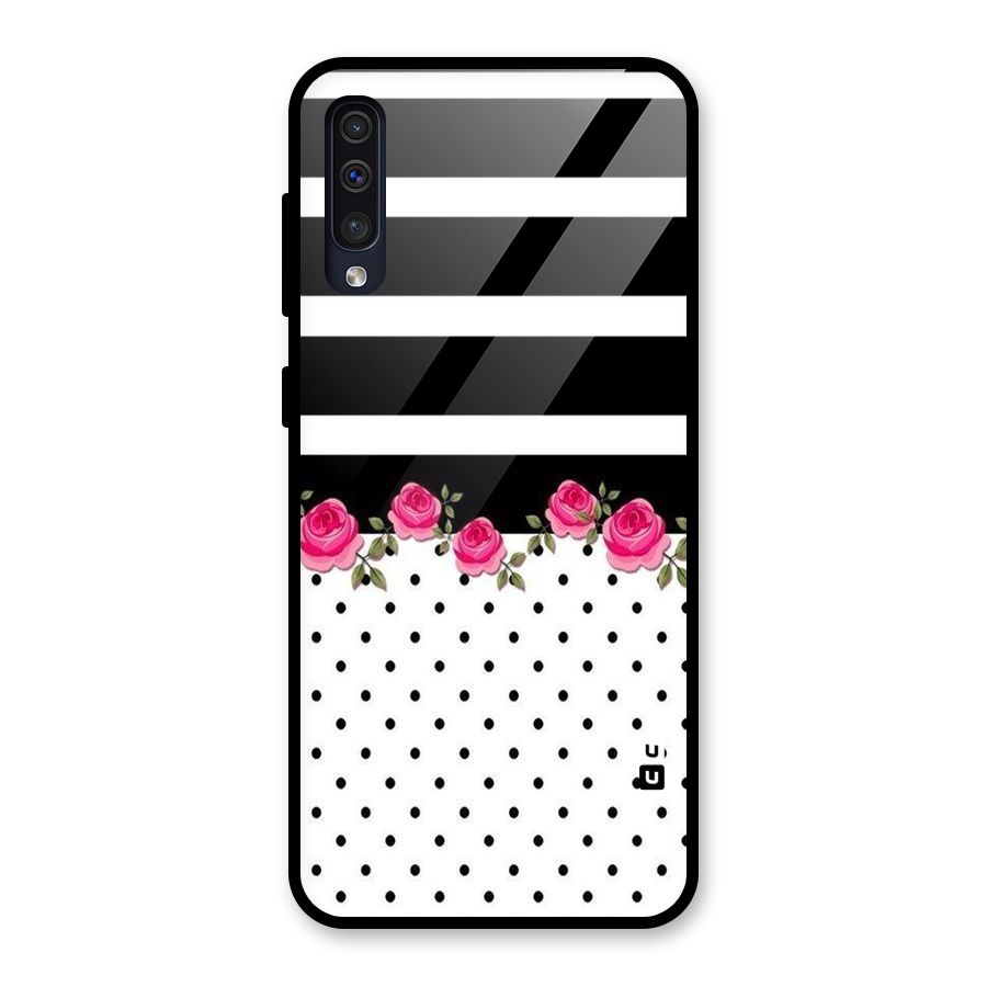 Dots Roses Stripes Glass Back Case for Galaxy A30s