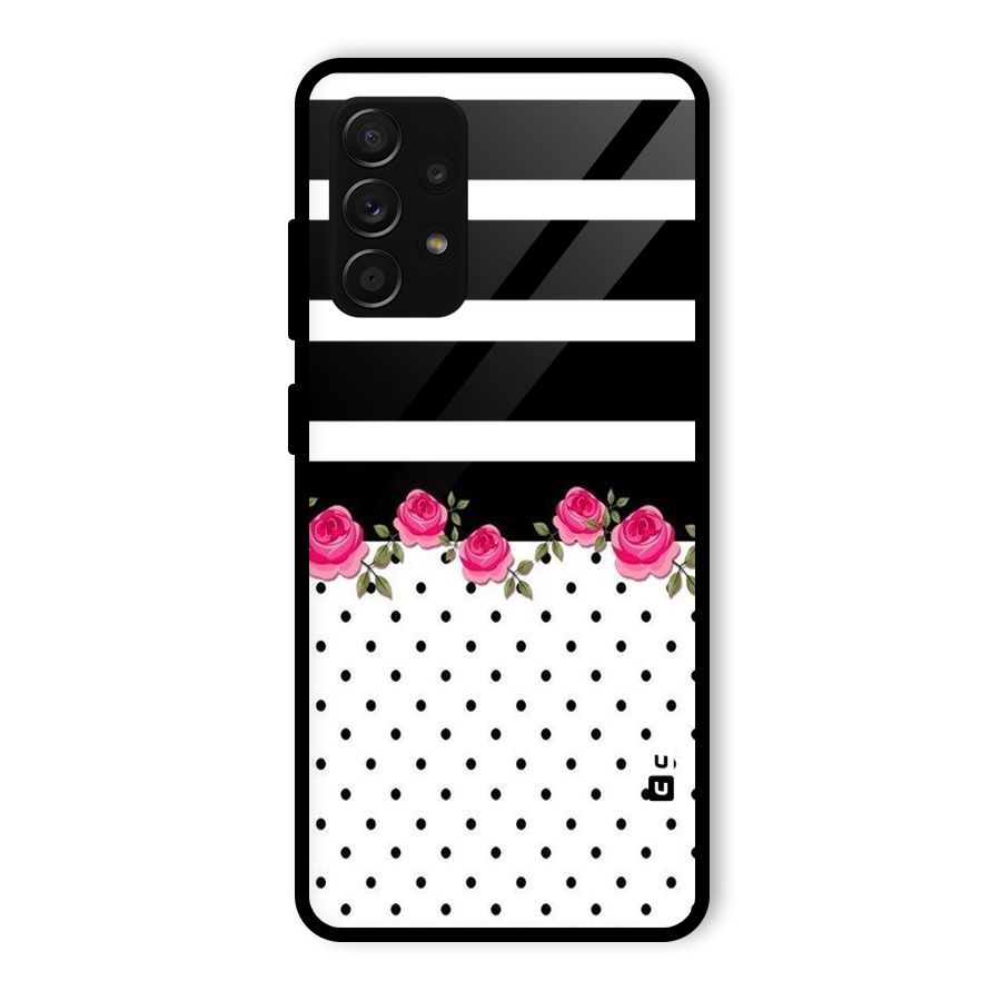 Dots Roses Stripes Glass Back Case for Galaxy A53 5G