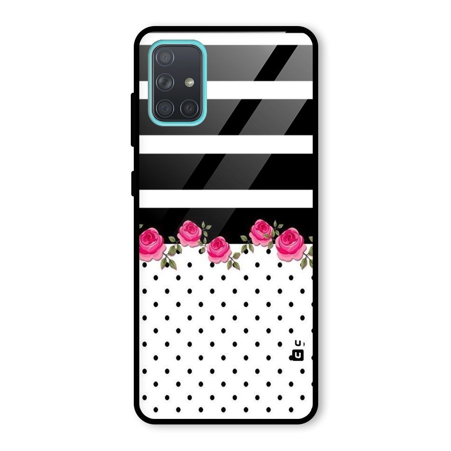 Dots Roses Stripes Glass Back Case for Galaxy A71