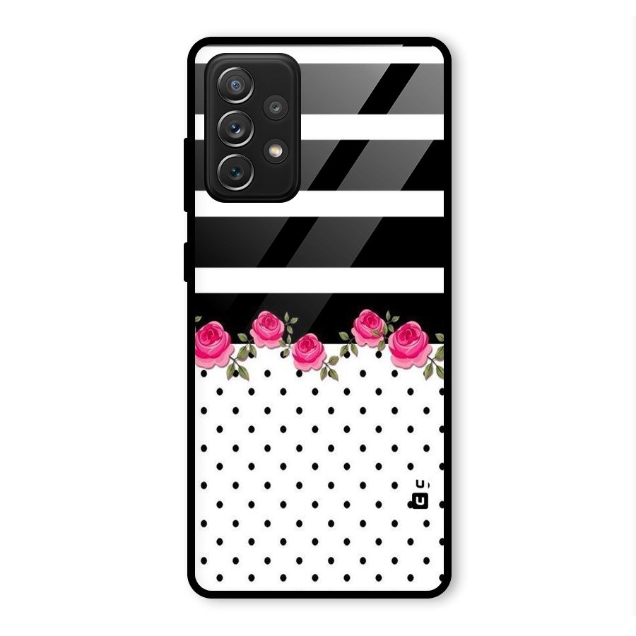 Dots Roses Stripes Glass Back Case for Galaxy A72