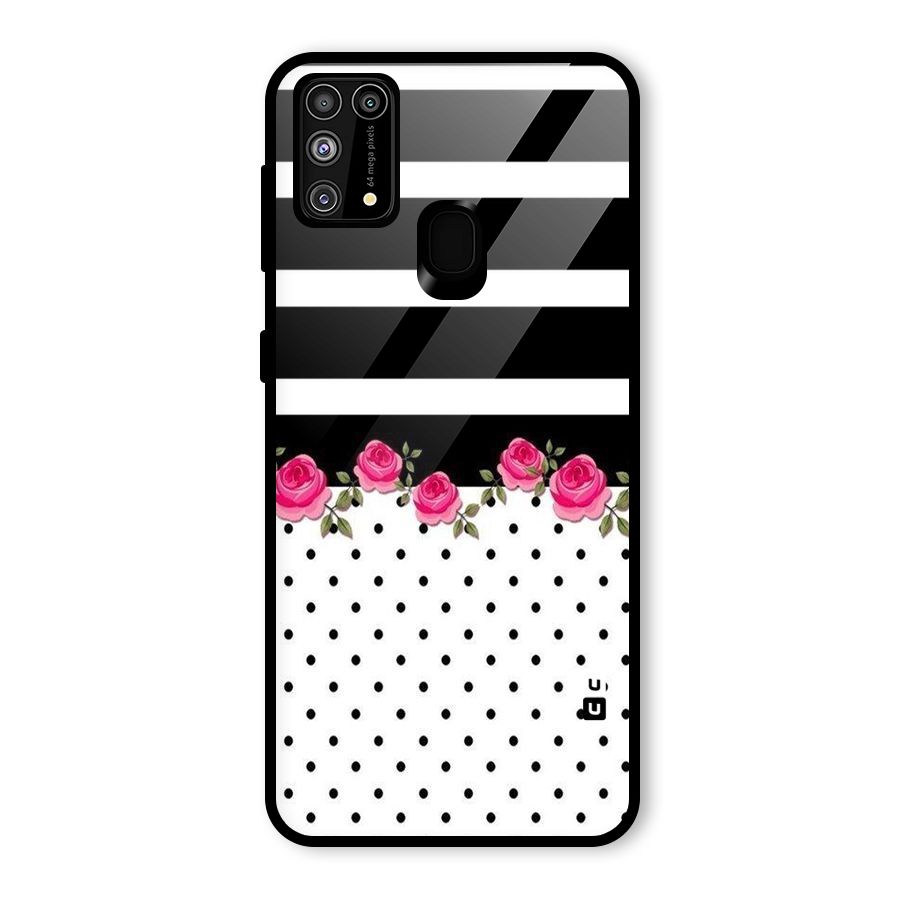 Dots Roses Stripes Glass Back Case for Galaxy F41