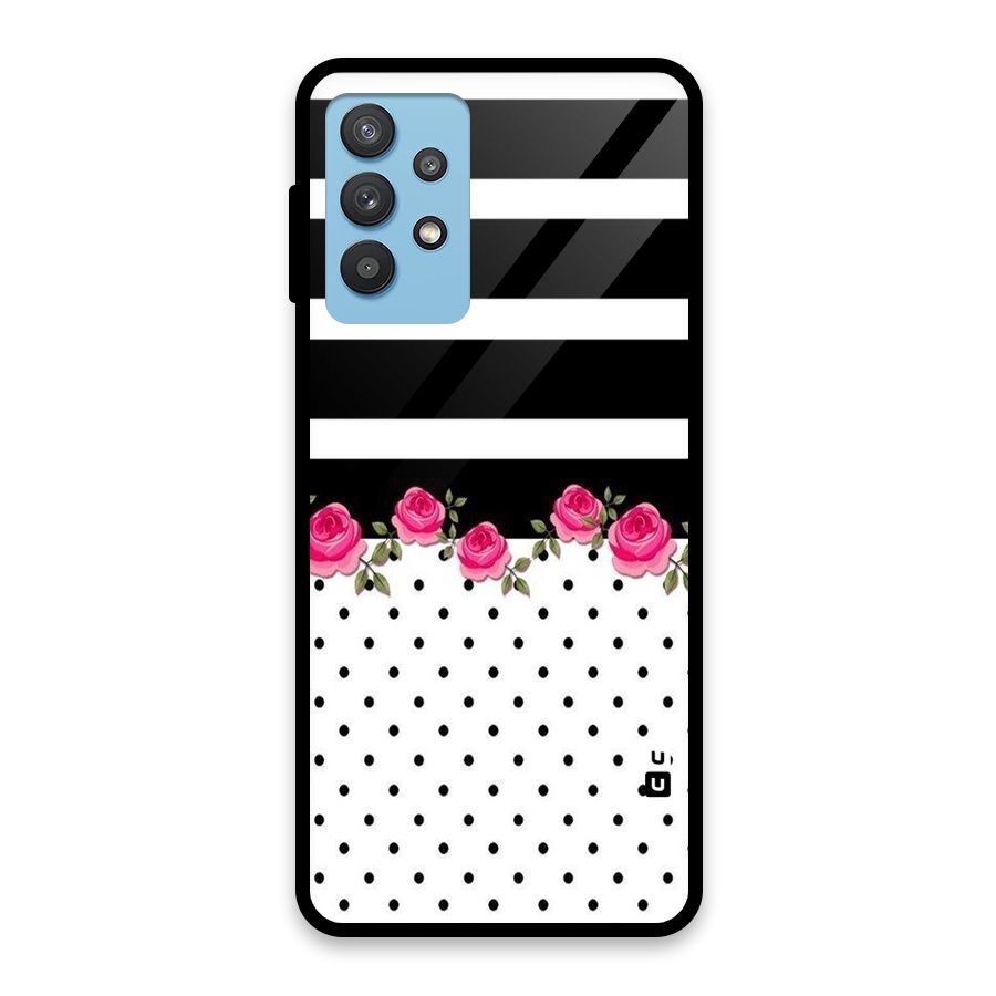 Dots Roses Stripes Glass Back Case for Galaxy M32 5G