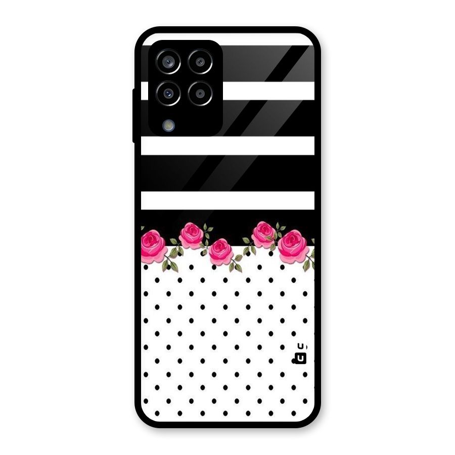Dots Roses Stripes Glass Back Case for Galaxy M33
