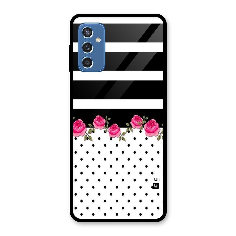 Dots Roses Stripes Glass Back Case for Galaxy M52 5G