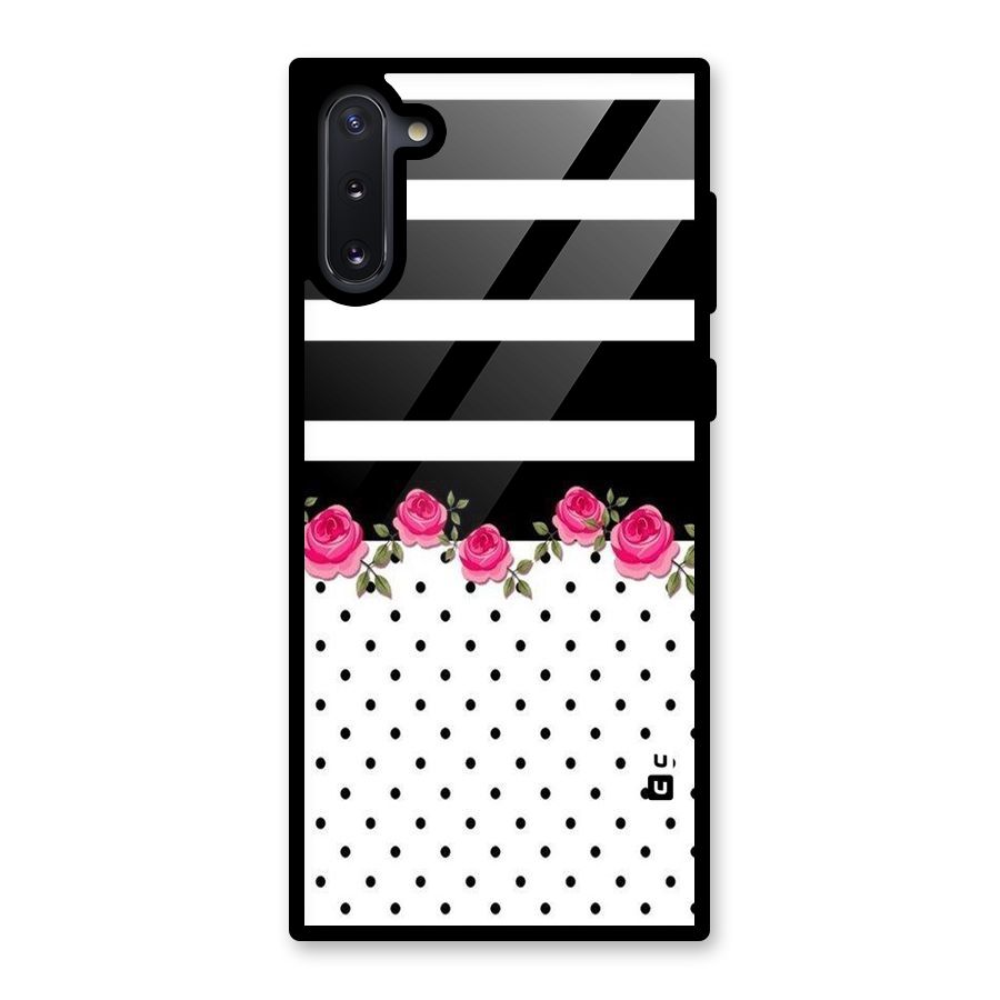 Dots Roses Stripes Glass Back Case for Galaxy Note 10