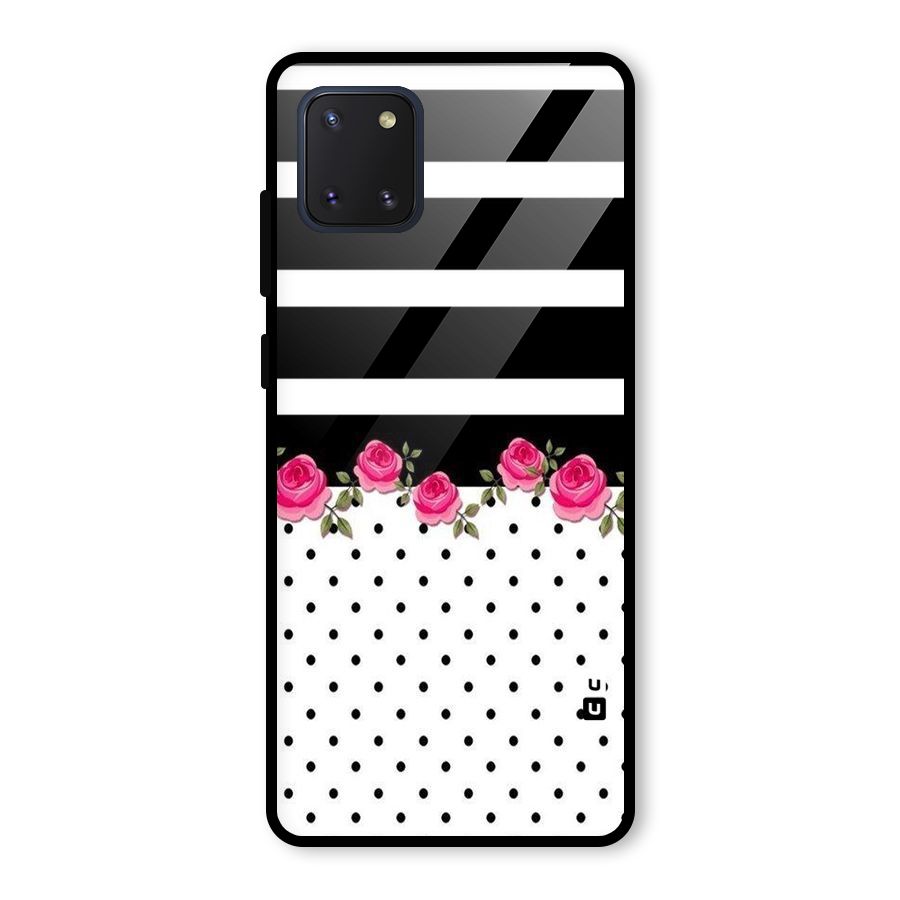 Dots Roses Stripes Glass Back Case for Galaxy Note 10 Lite