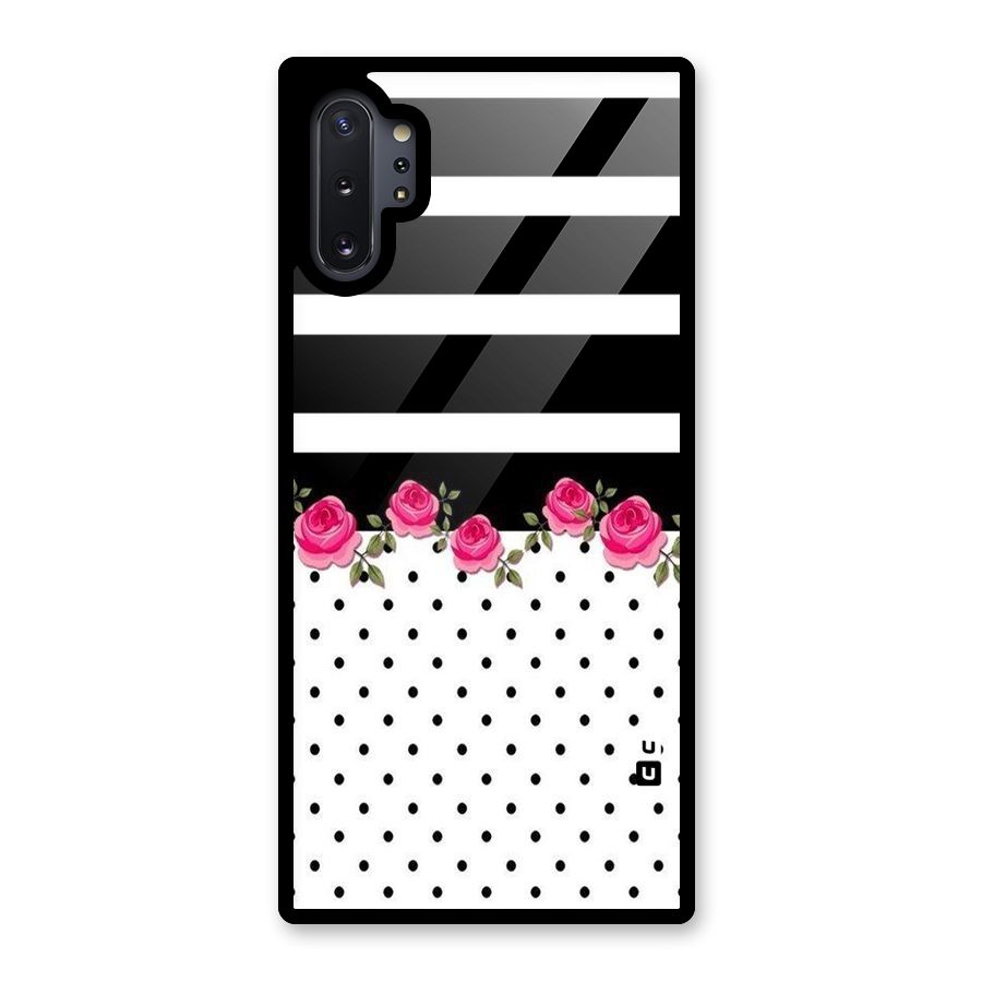 Dots Roses Stripes Glass Back Case for Galaxy Note 10 Plus