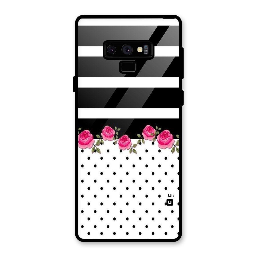 Dots Roses Stripes Glass Back Case for Galaxy Note 9