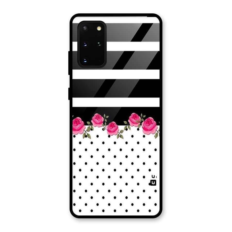 Dots Roses Stripes Glass Back Case for Galaxy S20 Plus