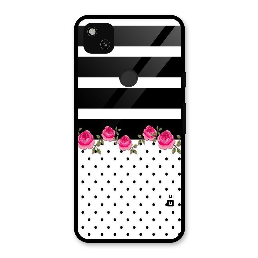 Dots Roses Stripes Glass Back Case for Google Pixel 4a