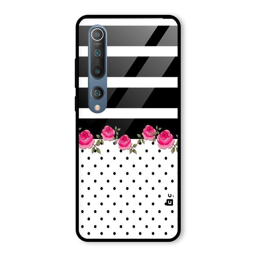 Dots Roses Stripes Glass Back Case for Mi 10