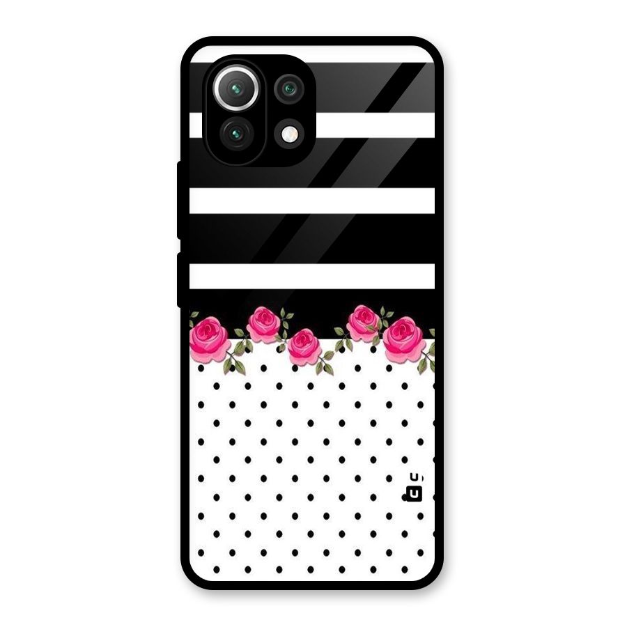 Dots Roses Stripes Glass Back Case for Mi 11 Lite NE 5G
